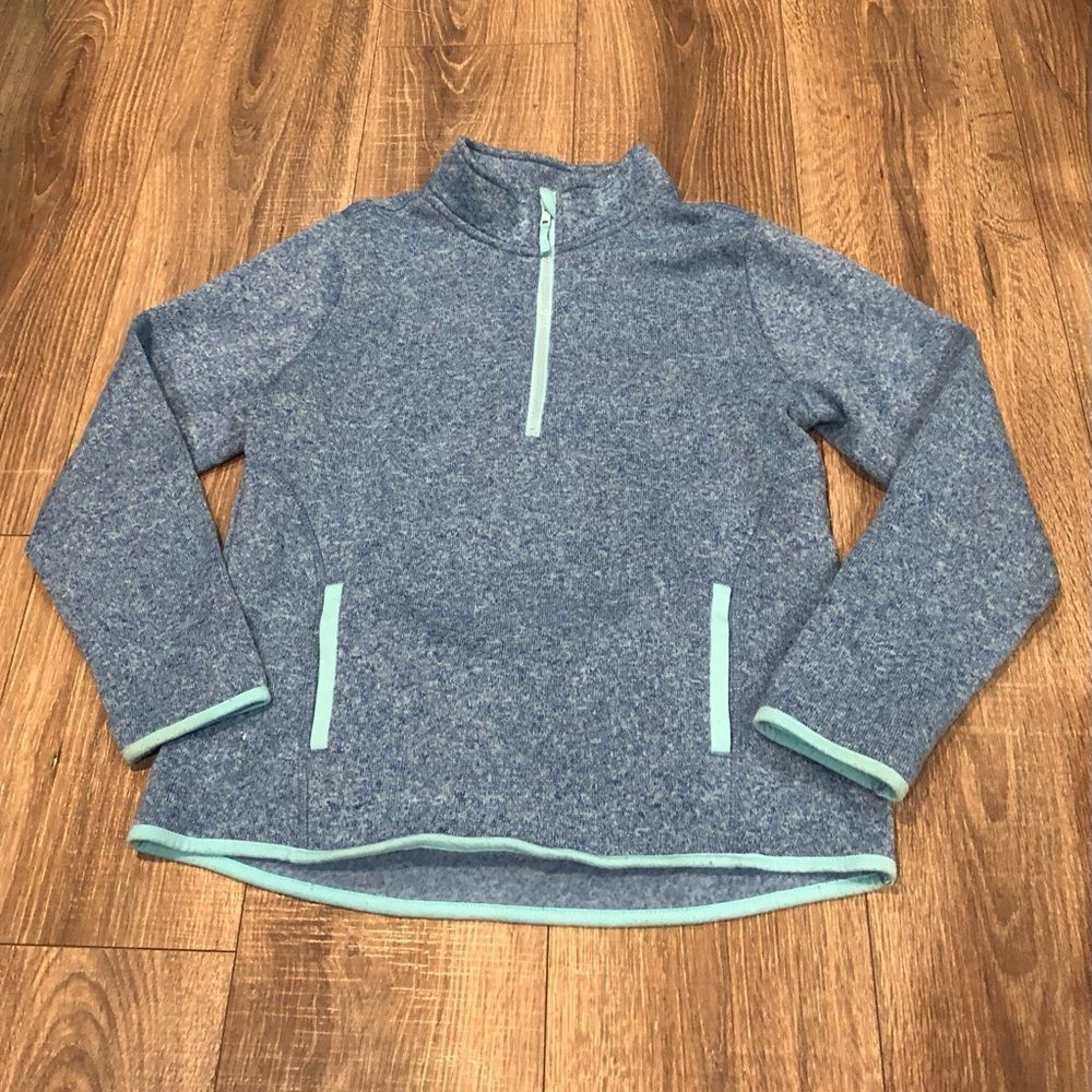 Athletic Works Quarter Zip Size 14-16 Blue Sweater with Aqua Trim
